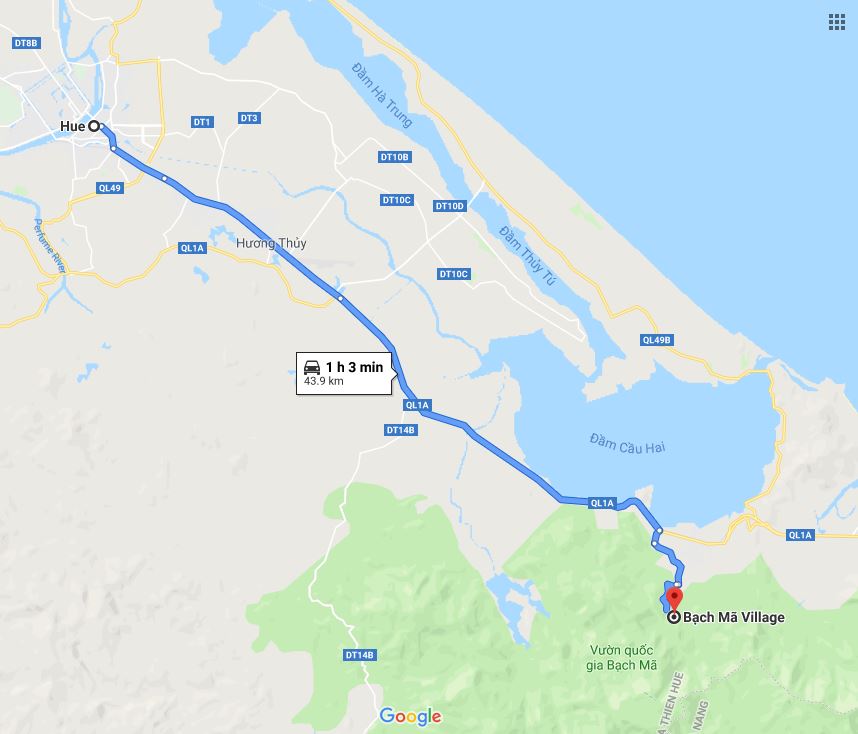 Hướng dẫn đường đi Bạch Mã Village Huế
