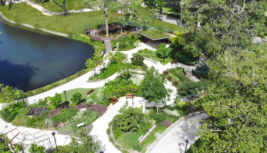 Toàn cảnh bãi biển và khu vực công viên East Coast Park ở Singapore.