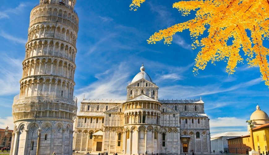 Hình ảnh cận cảnh Tháp Nghiêng Pisa và kiến trúc độc đáo của nó.