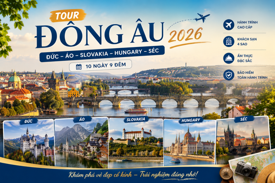 TOUR ĐÔNG ÂU 2026: Đức – Áo – Slovakia – Hungary – Séc – 10 Ngày 9 Đêm